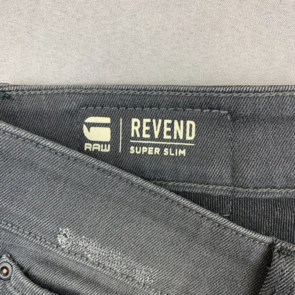 G Star Raw Mens Pants 33 Gray Jeans Revend Super Slim Distressed Faded 33x36 - Picture 5 of 13
